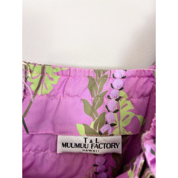 T&L MUUMUU FACTORY Purple Tropical Ruffle MuuMuu Dress Size L 11/12 - Picture 11 of 16
